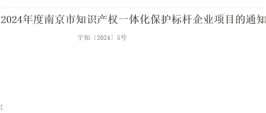 4月15日申報(bào)截止！南京市知識(shí)產(chǎn)權(quán)一體化保護(hù)標(biāo)桿企業(yè)項(xiàng)目啟動(dòng)